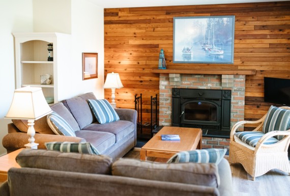 Spacious living room with a hide-a-bed sofa